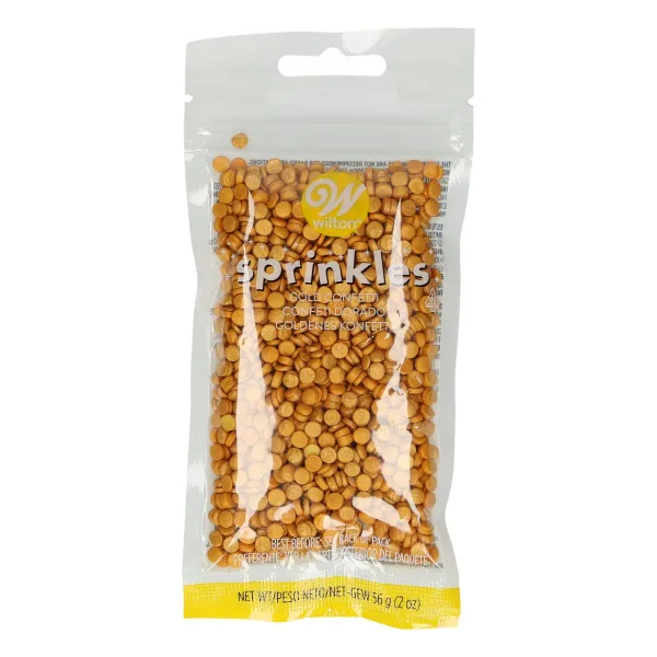 Wilton Sprinkles -Gold Small Confetti- 56g bij Het Bakschip