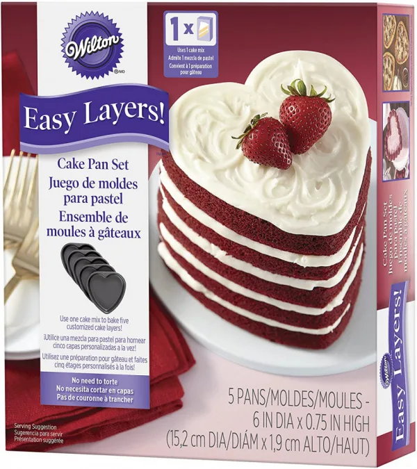 Wilton Heart Cake Pan Easy Layers Set/5 bij Het Bakschip
