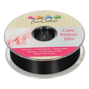 FunCakes - Cake ribbon Zwart 25mmx20m bij Het Bakschip