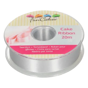 FunCakes - Cake ribbon zilver 25mmx20m bij Het Bakschip