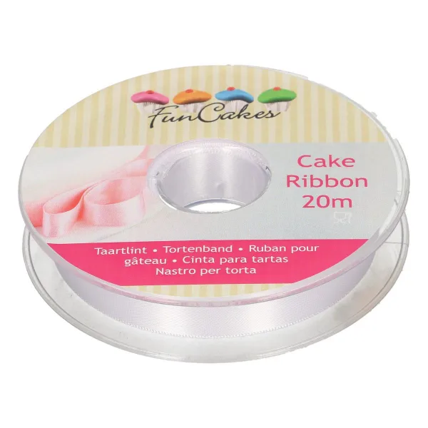 FunCakes - Cake ribbon Wit 15mmx20m bij Het Bakschip