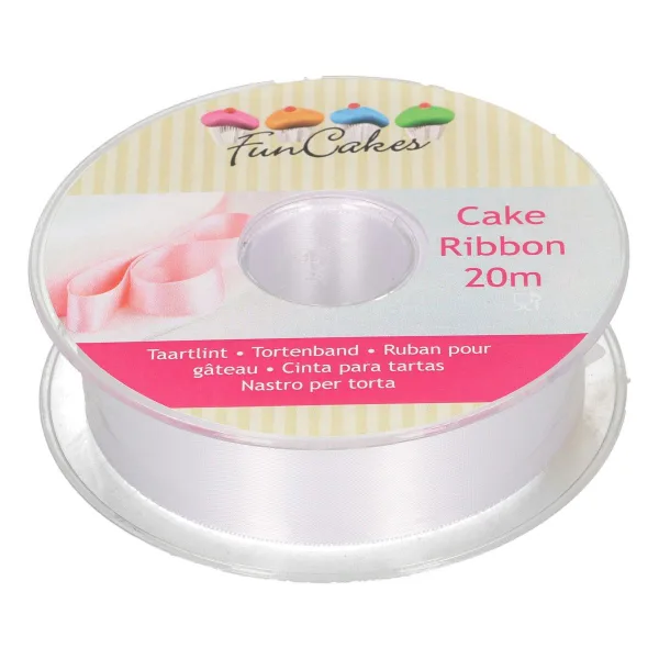 FunCakes - Cake ribbon wit 25mmx20m bij Het Bakschip
