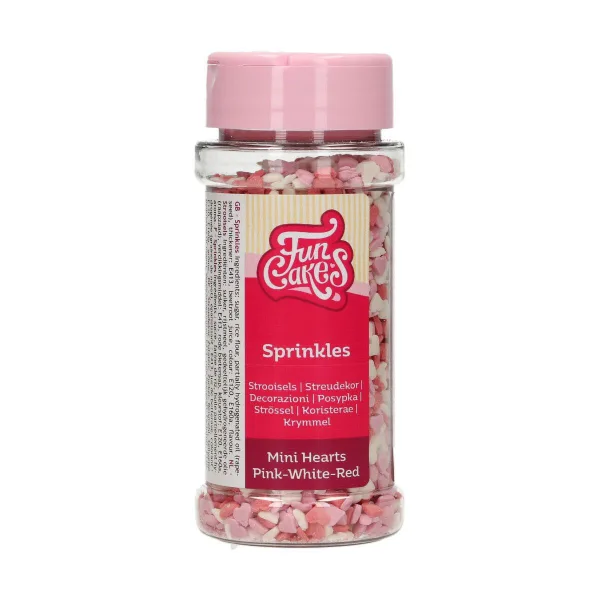 Funcakes - Mini Hartjes Rood/Roze/Wit - 60gr bij Het Bakschip