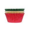 House of Marie – Baking Cups Folie rood/groen/goud Pk/36stuks at Het Bakschip