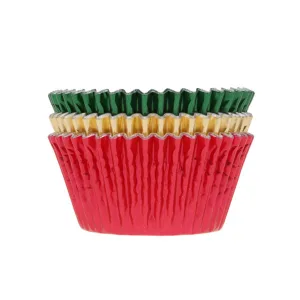 House of Marie – Baking Cups Folie rood/groen/goud Pk/36stuks bij Het Bakschip