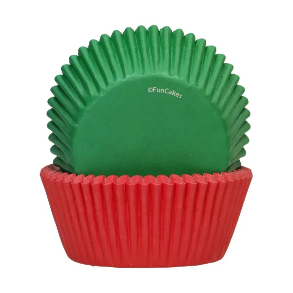 FunCakes - Baking Cups Red / Groen pk/48 bij Het Bakschip