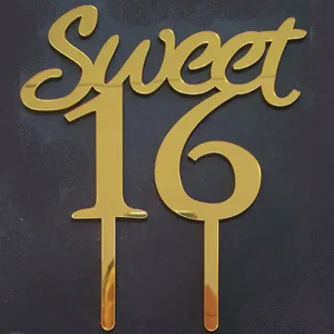 Tasty me - Cake topper Sweet 16 Goud bij Het Bakschip