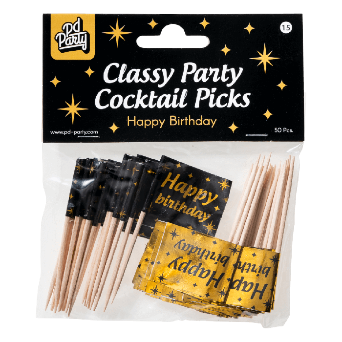 Classy party cocktail prikkers - Happy birthday bij Het Bakschip