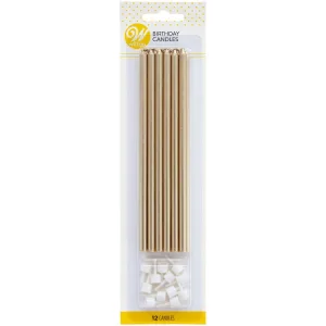 Wilton - Birthday Candles Birthday Candles Tall Gold pk/12 bij Het Bakschip