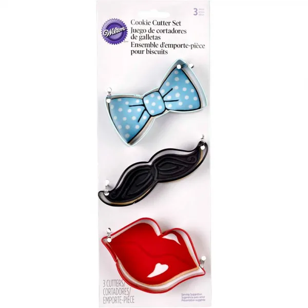 Wilton - Set uitsteekvormen  Cutter Set Tie/Mustache/Lips bij Het Bakschip