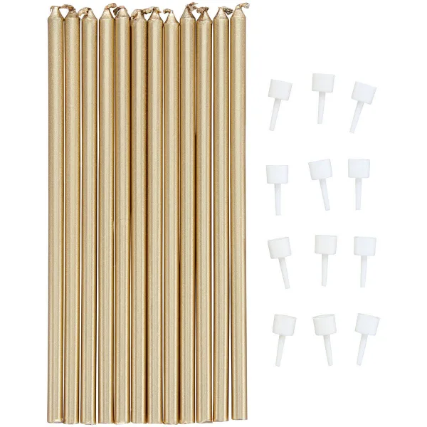 Wilton - Birthday Candles Birthday Candles Tall Gold pk/12 bij Het Bakschip