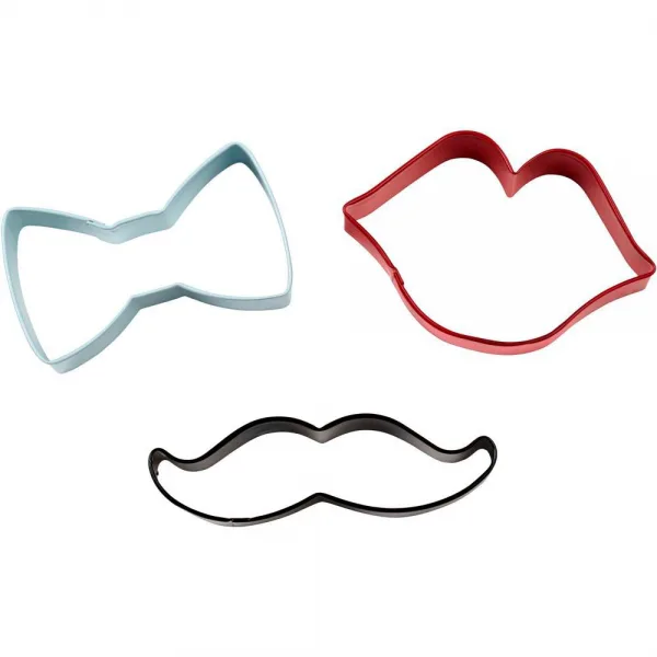 Wilton - Set uitsteekvormen  Cutter Set Tie/Mustache/Lips bij Het Bakschip