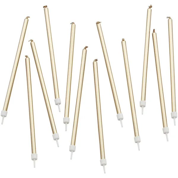 Wilton - Birthday Candles Birthday Candles Tall Gold pk/12 bij Het Bakschip