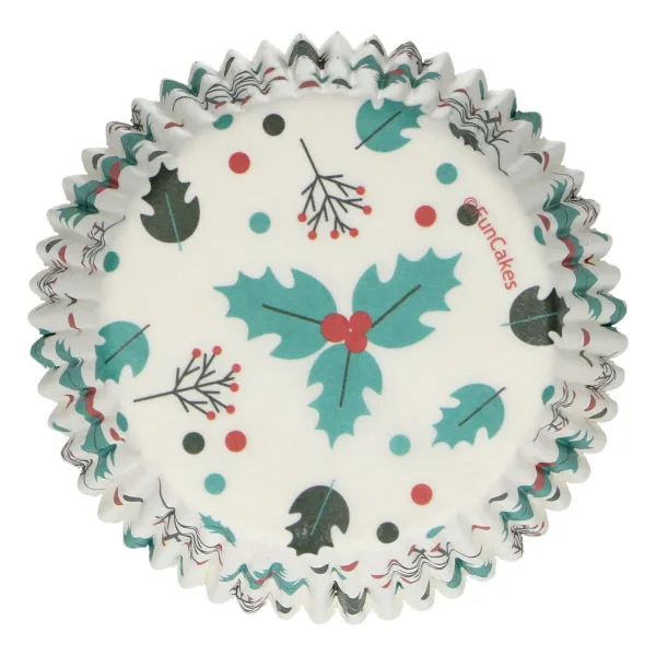 Baking cup -  Holly Leaf pk/48