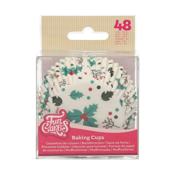 Baking cup -  Holly Leaf pk/48