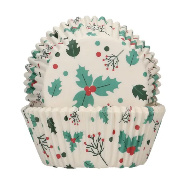Baking cup -  Holly Leaf pk/48